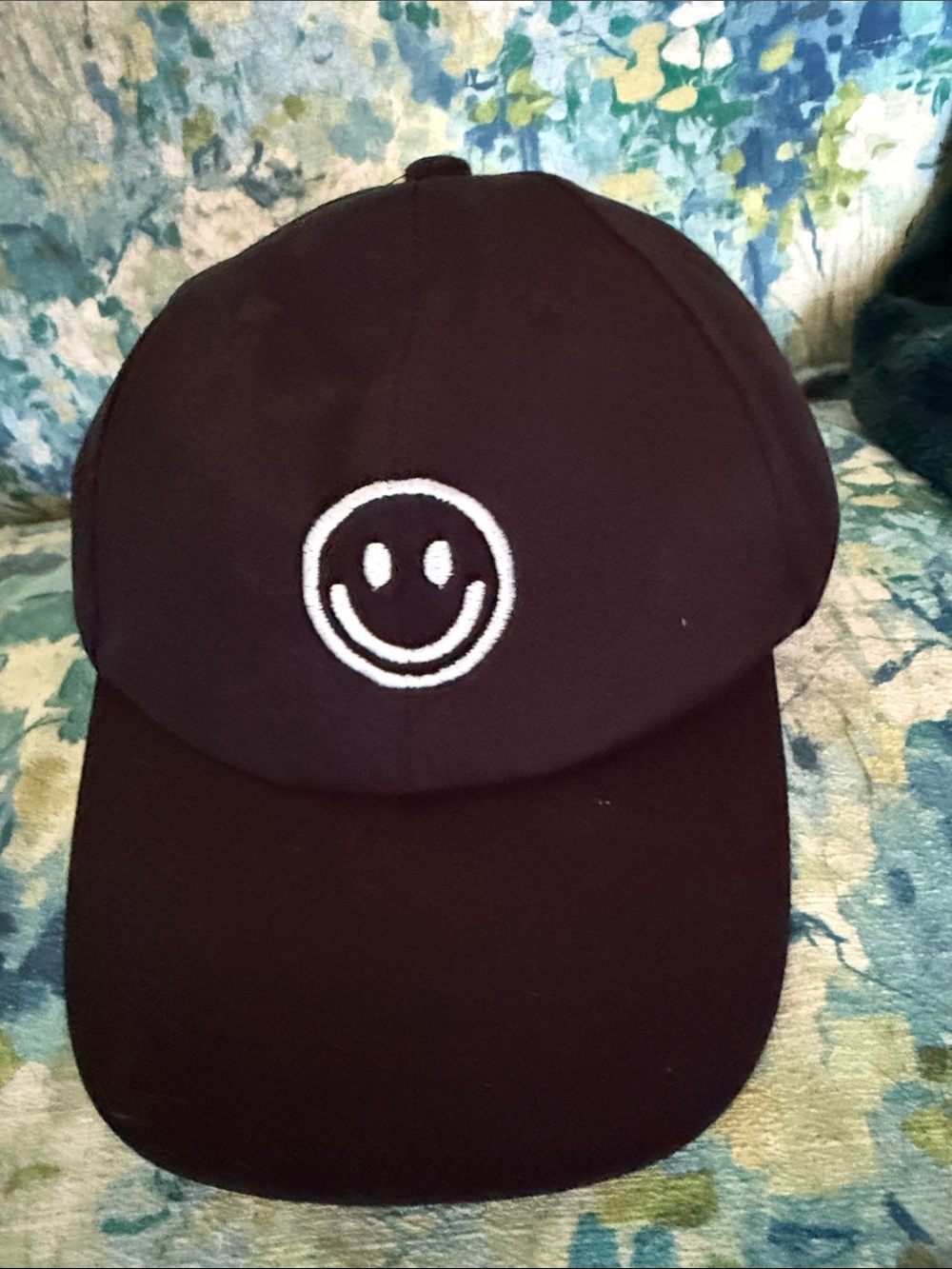 Black Smiley Face Baseball Cap
